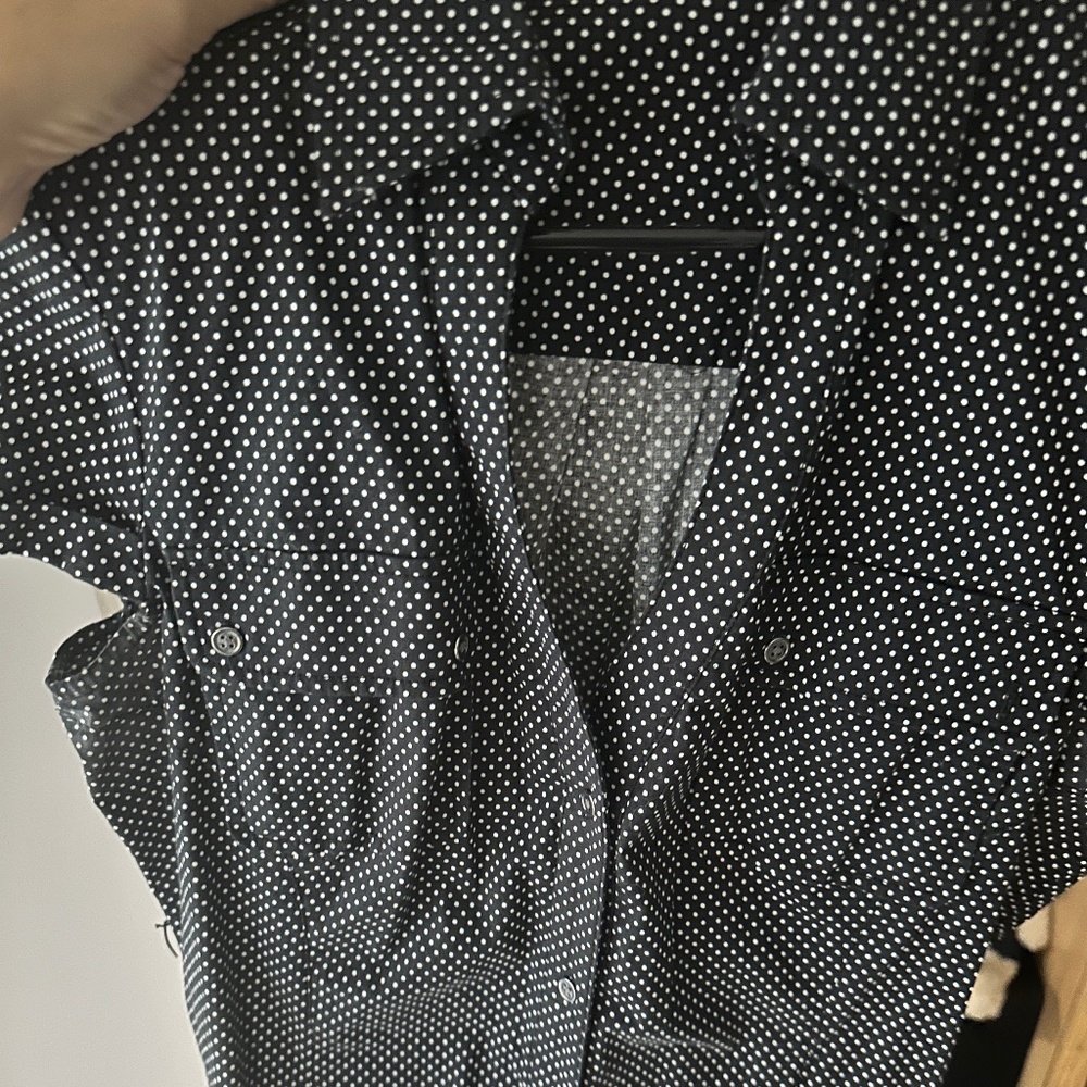 Express Polka Dot Button Down Dress with Belt